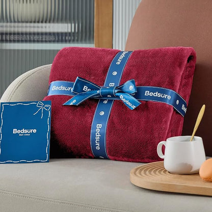 Bedsure GentleSoft Fleece Blankets King Size Burgundy - Image 7