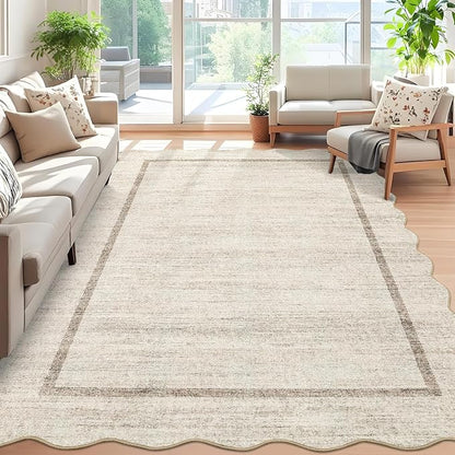 GarveeHome Scalloped Washable Rug 4x6 Boho Living Room Area Rug, Low Pile Soft - Image 2