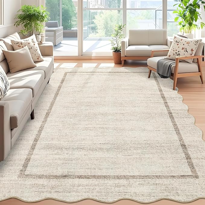 GarveeHome Scalloped Large Living Room Area Rug 6x9 Machine Washable by GarveeHome