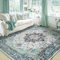 RELEANY Washable Area Rug, Teal Green/White/Navy | Non-Slip, Water Repellent by RELEANY