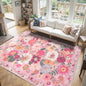 Pink Floral Large Washable Area Rug 8x10 by WelcometoBabovid