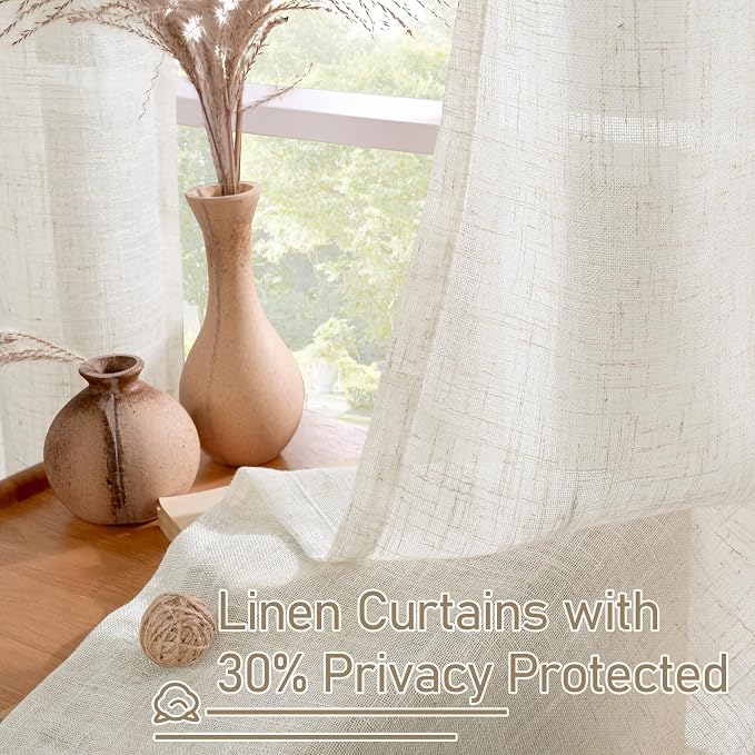 Natural Linen Curtains 63 inch Length - Image 5