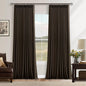 Dark Brown Pleated Double Layer Thick Linen Curtains 90 Inches Long | by Twodrapes