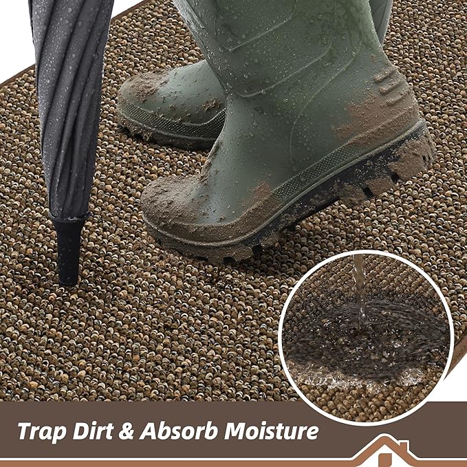 BEQHAUSE Dirt Trapper Door Mat 24" x 36", Non-Slip Washable Doormats, Low - Image 3