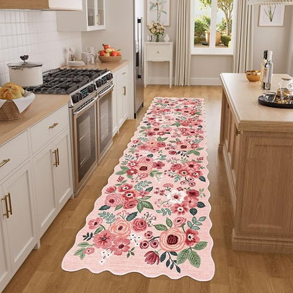 DUKINO 2x7 Runner Rug for Hallway, Floral Washable Rug for Kitchen, Stain - Image 3