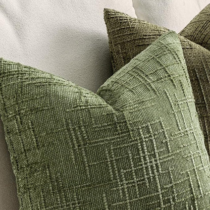 MIULEE Chenille Textured Throw Pillow Covers Sage Green 20x20 Set of 2 | Slubby - Image 3