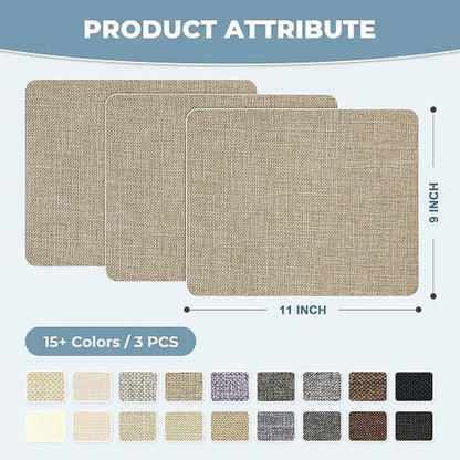 BESEZX Linen Fabric Repair Patch，3 PCS 9 * 11 Inch Self-Adhesive Couch Fabric - Image 2