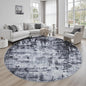 Round Area Rug Living Room: 8 ft Modern Washable Carpet Dark | by FXRHLP