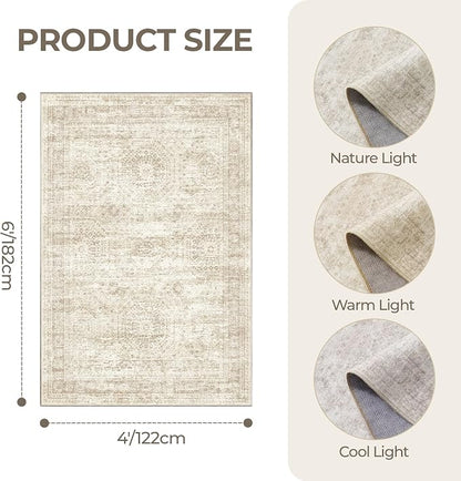 4x6 Area Rug for Entryway, Washable Kitchen Rug, Living Room, Dining Room - Image 2