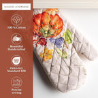 Maison d' Hermine Oven Gloves 100% Cotton Oven Mitt 7" x 13" with Loop Heat Resistant, BBQ, Cooking Gloves, Baking, Grilling, Kitchen, Handling Hot Pans (Pack of 1, Lumina)