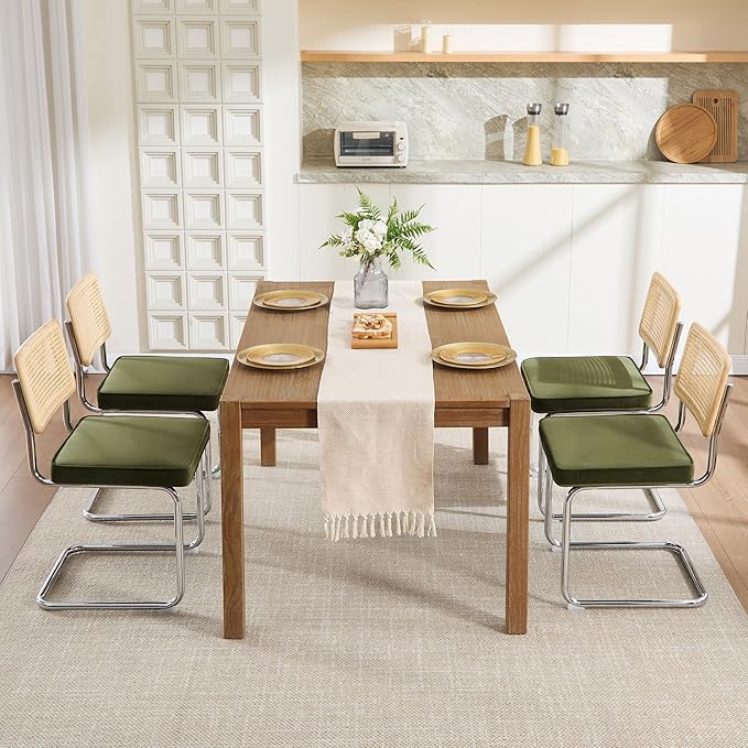 Zesthouse Natural Rattan Dining Chairs Set of 2, Olive Green Modern Kitchen - Image 8