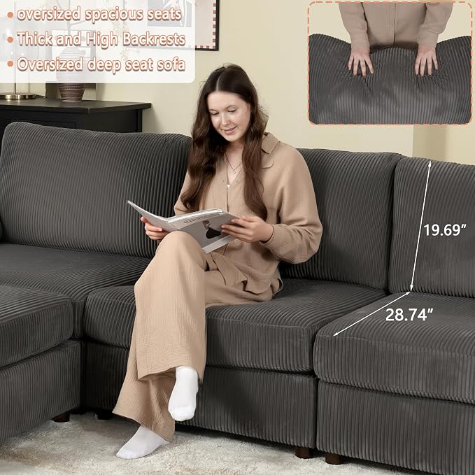 EASE MOOSE Oversized Sectional Modular Sofa, Large L Shape Sectional Couch Wide - Image 5