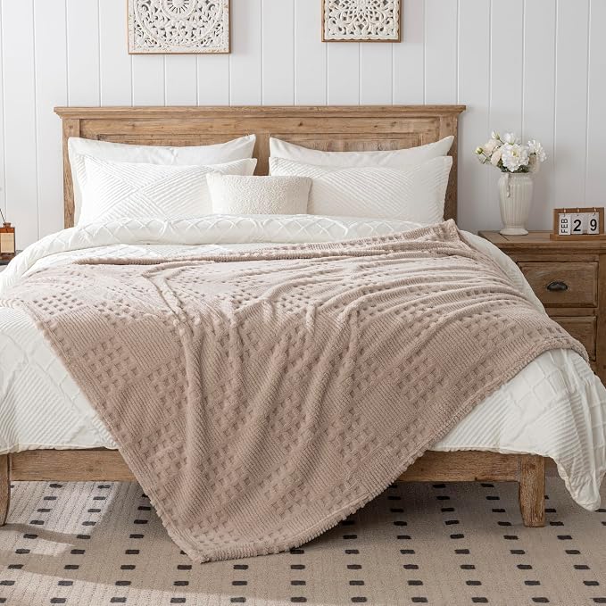 90x90 Inch Brown Waffle Queen Blanket - Image 4