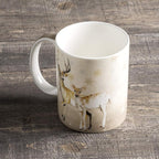 Maison d' Hermine Coffee Mug with Handles Fine Bone China Mugs Pack of One Tea Cups for Hot Beverages Cappuccino Latte Home Restaurant Office Perfect for Gift (Deer In The Woods - Oh Deer, 15 Ounce)