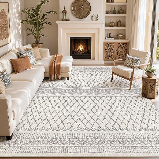 cotiled Boho 10x14 Area Rug for Living Room: Large Moroccan Washable Rug | by COTILED