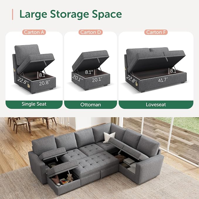 HONBAY Modular Sectional Sleeper Sofa - Image 5