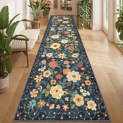 DUKINO 3x12 Washable Runner Rug Long Hallway Runner Rug Non Slip Navy Blue | by DUKINO
