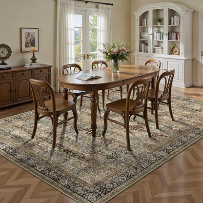 5x7 Area Rugs - Washable Vintage Retro Living Room Rug, Soft Ultra Thin Non - Image 4