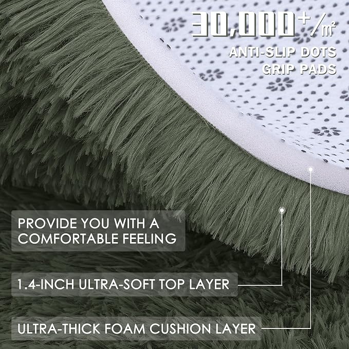 OLANLY 2x3 Machine Washable Small Bedside Rug, Soft Fluffy Shaggy Entryway - Image 5