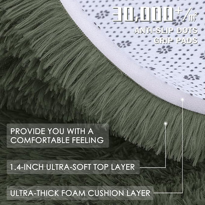 OLANLY 2x3 Machine Washable Small Bedside Rug, Soft Fluffy Shaggy Entryway - Image 5