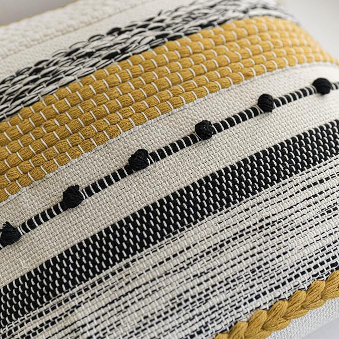 Yellow Mustard Decorative Throw Pillow Cover 20x20 Square Boho Accent - Image 3