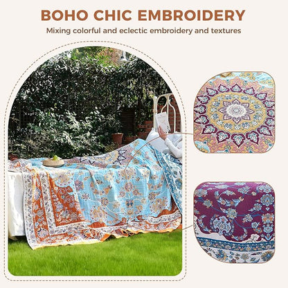 LUTBM Boho Throw Blanket for Bed Cotton Summer Blankets for Bedroom Living Room - Image 3