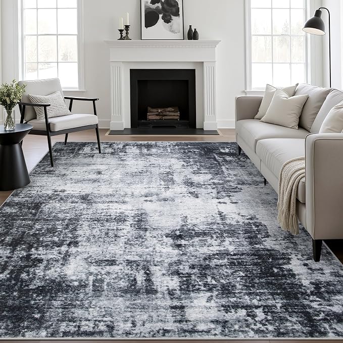 8x10 Area Rug Living Room Rug: Washable Modern Abstract Soft Thin Rug Indoor by FXRHLP