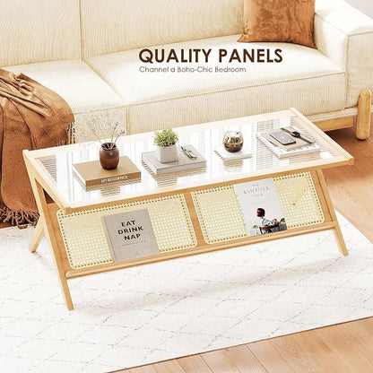 Bamworld Rattan Coffee Table Mid-Century Modern Coffee Table BambooTable - Image 3