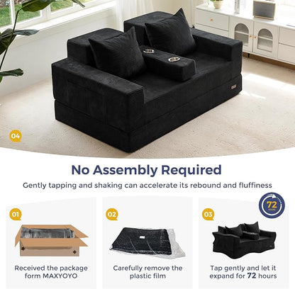 MAXYOYO Loveseat Sofa Bed, 4 in 1 Convertible Boneless Couch Folding Recliner - Image 5