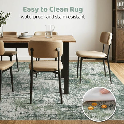 LOONGRUG 7x9 Area Rug Washable Large Neutral Modern Living Room Rugs | Abstract - Image 6