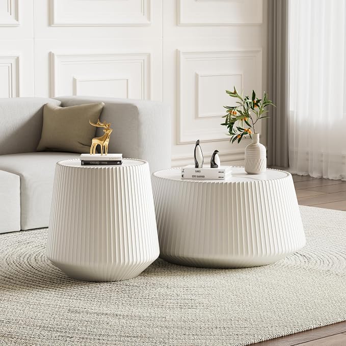 19.68" Round Marble End Table, Modern Cup Shaped Side Table - Image 4
