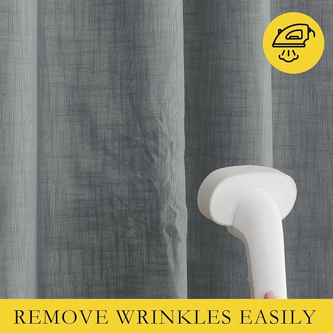 NICETOWN 100% Blackout Linen Texture Curtains 80 inches Long, Dove Grey - Image 6