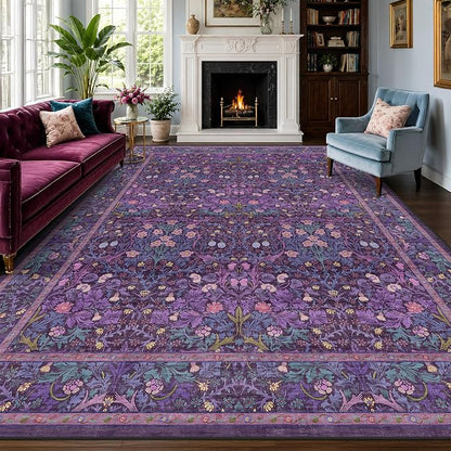Washable Plum Purple Rug for Bedroom - Image 3