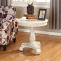 Roundhill Furniture Rene Round Wood Pedestal Side Table, Antique White by RoundhillFurniture