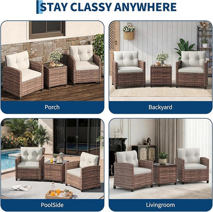 GarveeHome 3-Piece Outdoor Wicker Sofa Set, PE Rattan Patio Furniture - Image 8