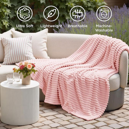 Bedsure Soft Twin Blanket for Bed Decor Gifts Coral Pink 60"x80" | Birthday - Image 5