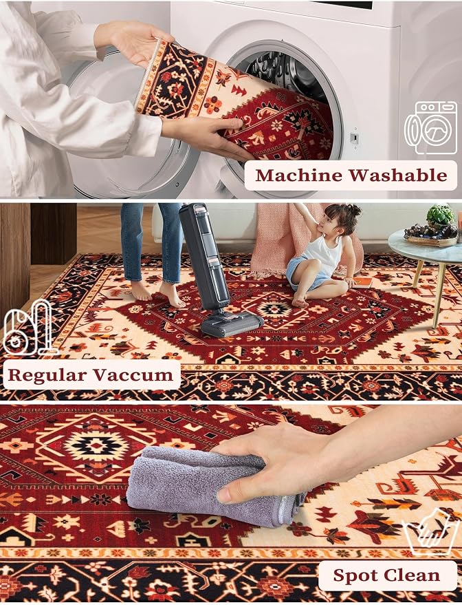 SERISSA 2'6"x12' Washable Non Slip Boho Runner Rug - Image 3