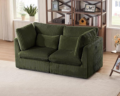 77" Oversized Corduroy Couch Modular Sectional Sofa, Washable Cloud Couch - Image 4