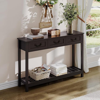ChooChoo Console Table with 3 Drawers, Rustic Entryway Table, Narrow Long Sofa - Image 6