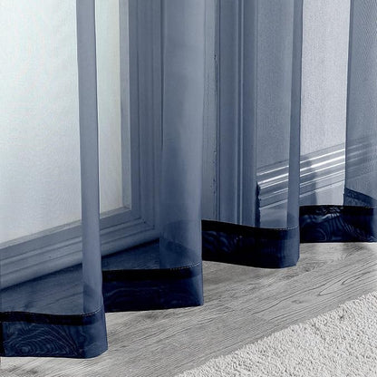 Blue Sheer Curtains, Sheer Curtains 63 inch Length 2 Panels Set, Rod Pocket - Image 5