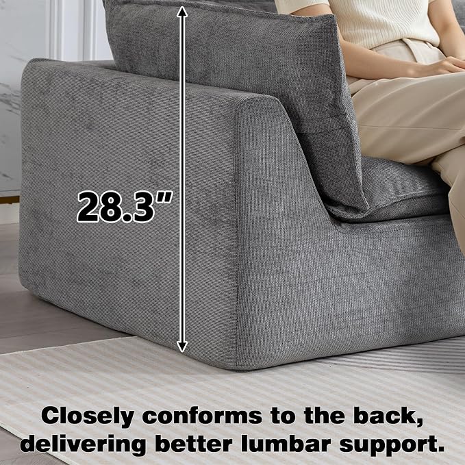 Boneless Loveseat Couch Sectional Cloud Couch Oversized Modular Sectional Sofa - Image 4