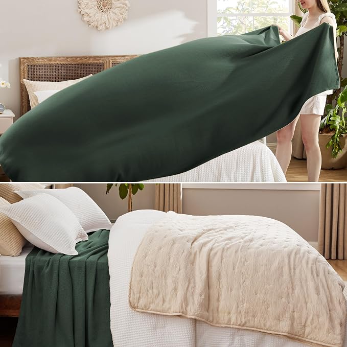 Bedsure GentleSoft 100% Cotton Blanket Queen Size - Image 4