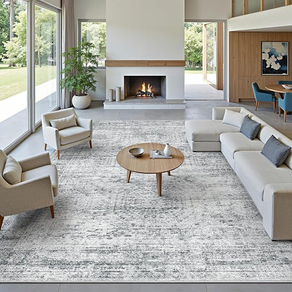 Soalmost 12x15 Washable Area Rugs Soft Living Room Rug Abstract Grey | Large - Image 2