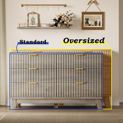 BORNOON Fluted 6 Drawer Dresser, 47.2" Wide Modern Boho Chest of Drawers - Image 3