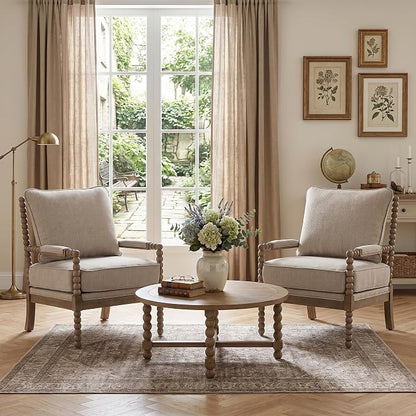 DUHOME Linen Fabric Spindle Accent Chair - Image 3