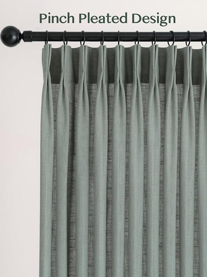 Liz Pinch Pleated Linen Curtains Light Filtering Curtains - Image 4