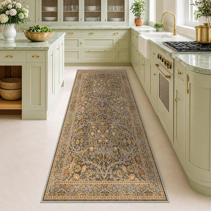 Non Slip 2x7 Gold Brown Runner Rugs - Image 8