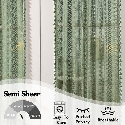 Sutuo Home Olive Green French Door Curtains - Image 4