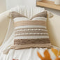 Boho Decorative Throw Pillow Cover 22x22 Square Brown Accent Pillowcase Tassels by BlissBlush