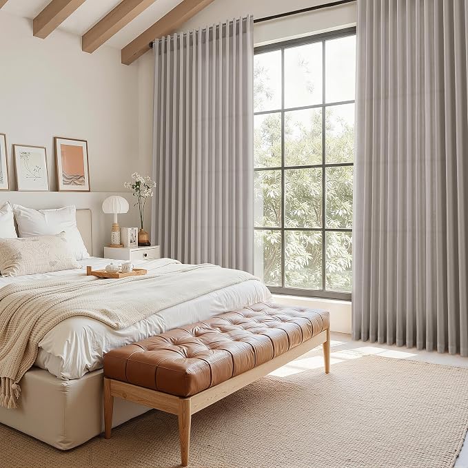 Stone Grey Linen Curtains 112 Inches Long - Image 7